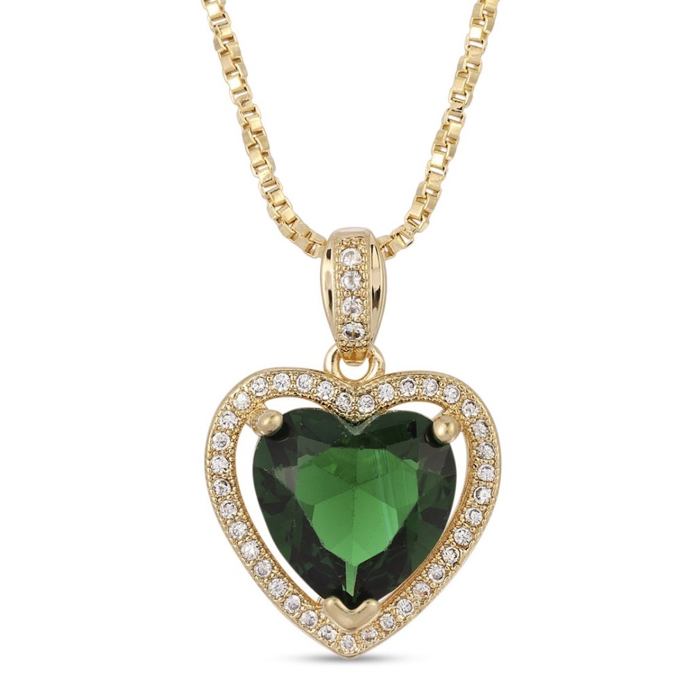 New Vanessa Mooney THE MINI HEART NECKLACE EMERALD